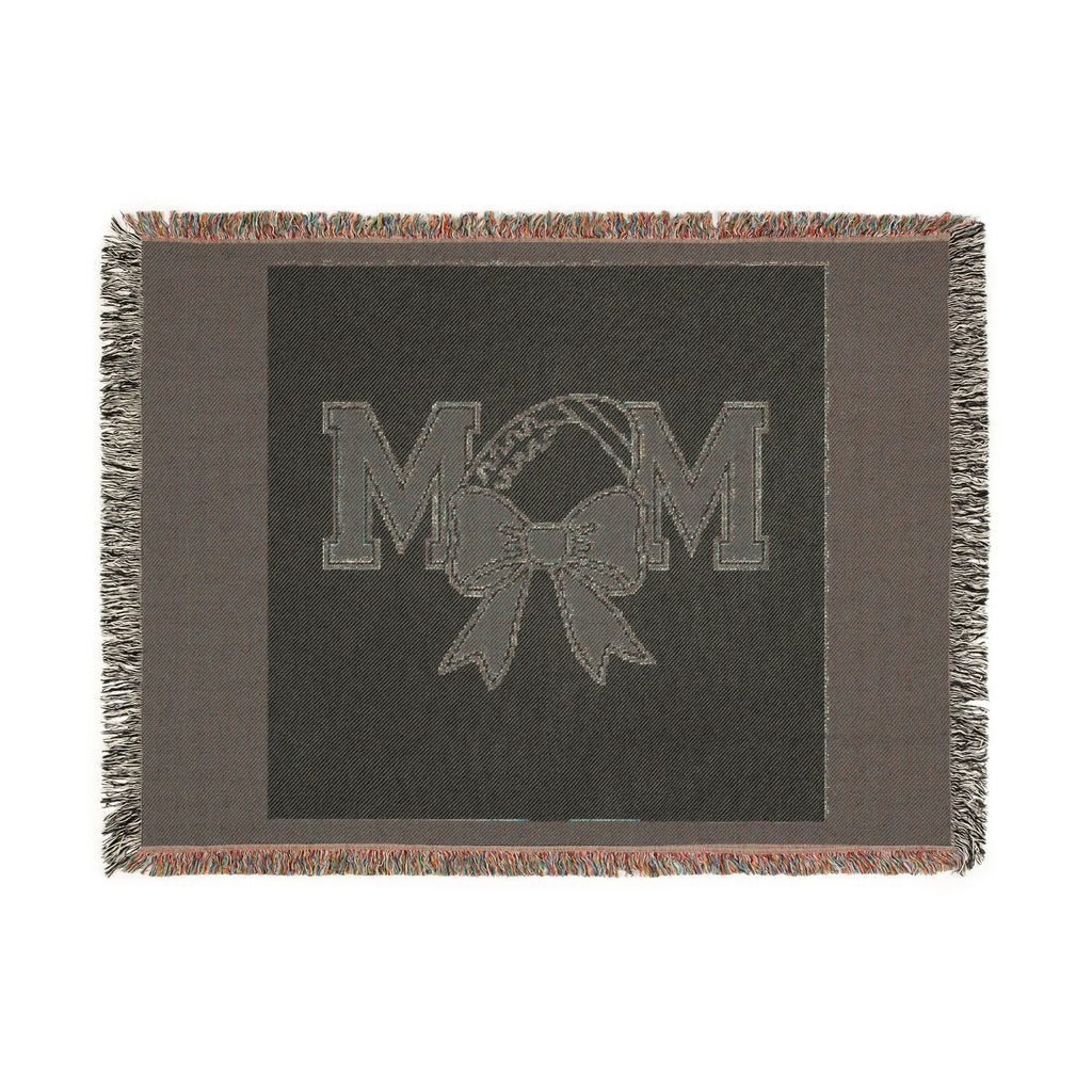 Mom Baseball Woven Blanket – Cozy Team Mom Throw with Bow