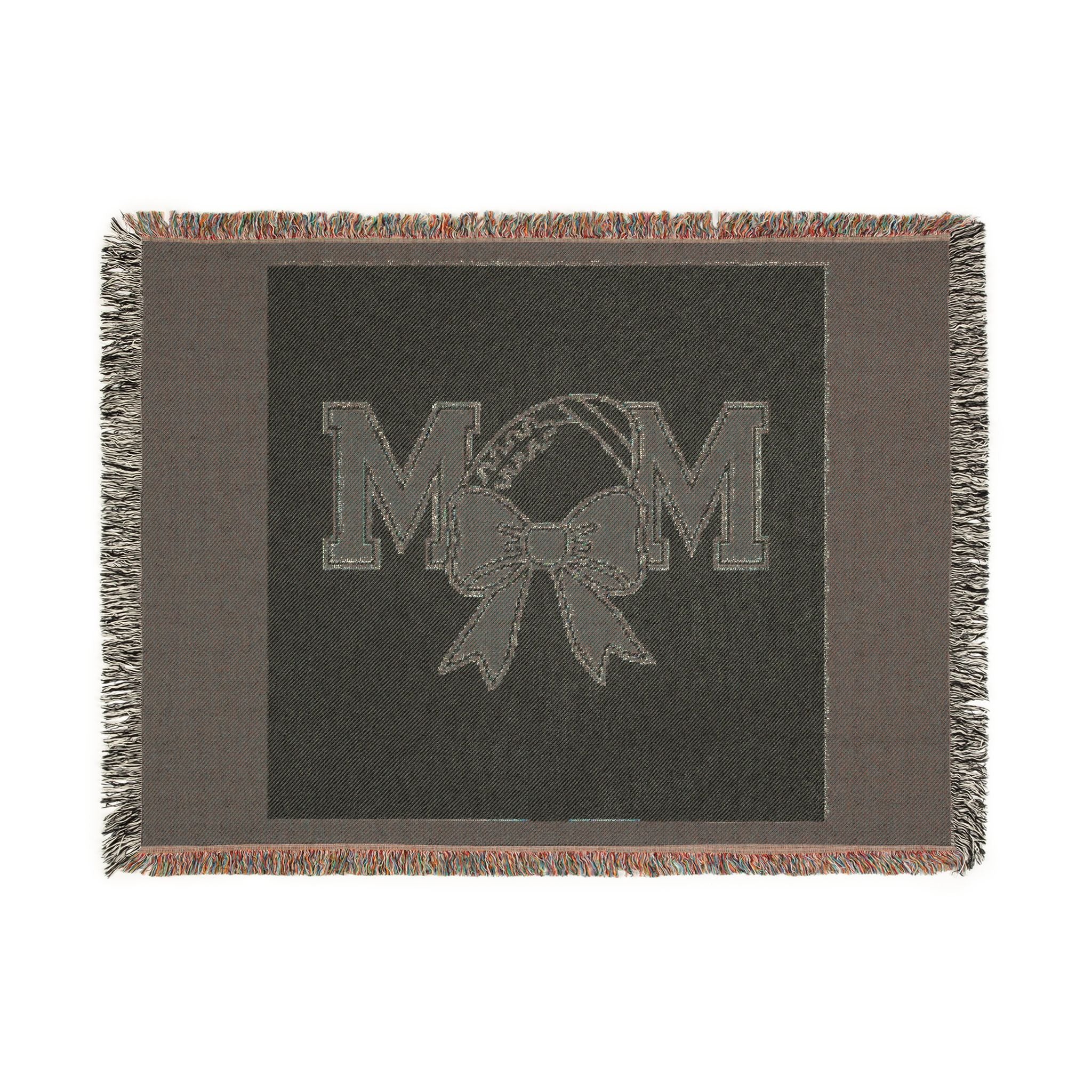 Mom Baseball Woven Blanket – Cozy Team Mom Throw with Bow
