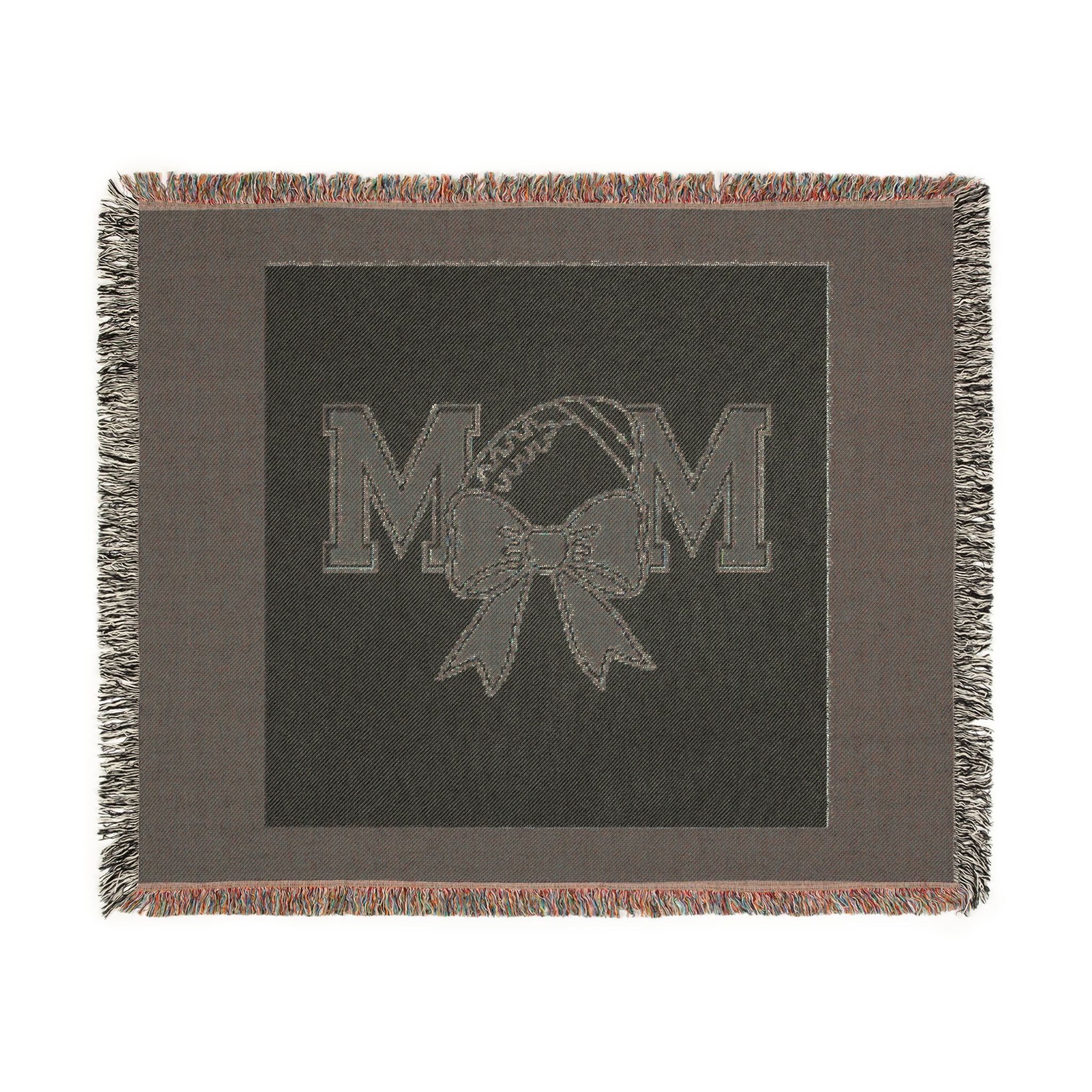 Mom Baseball Woven Blanket – Cozy Team Mom Throw with Bow