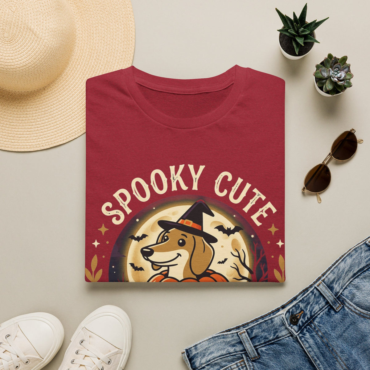 Spooky Cute Halloween T‑Shirt — 'Spooky Cute' Dog with Jack‑o'‑Lantern