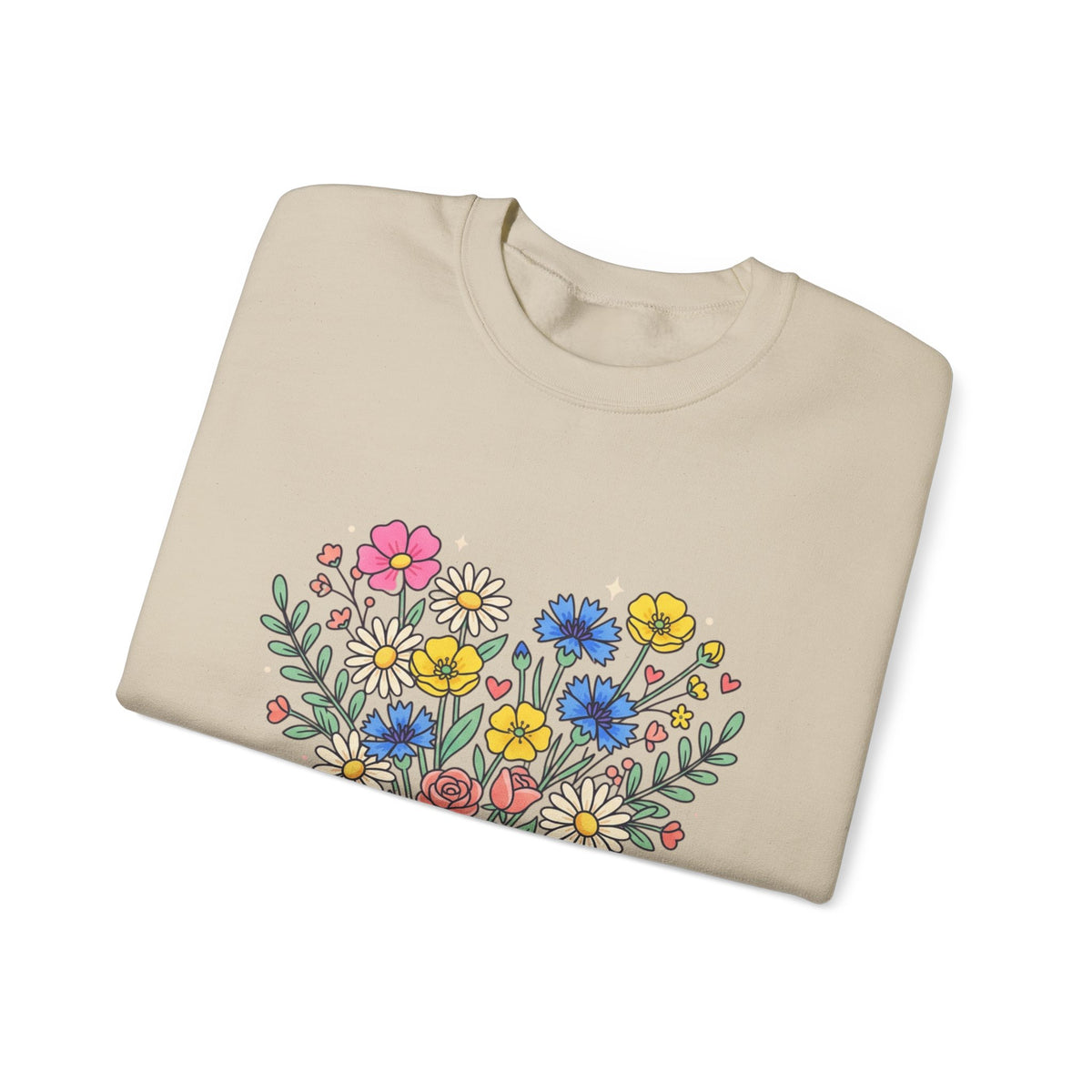 Soft Girl Era Floral Sweatshirt — Embroidered Wildflower Crewneck