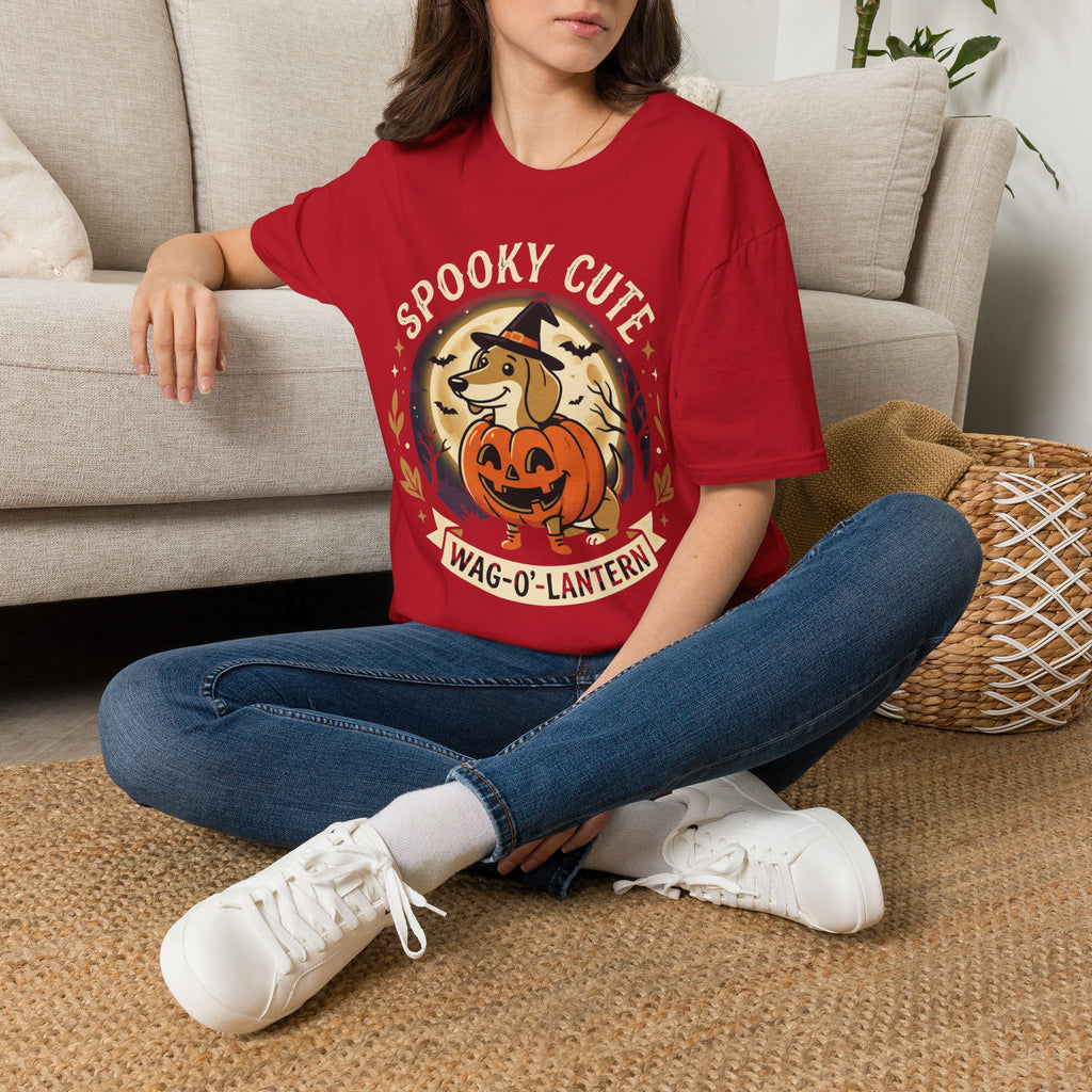 Spooky Cute Halloween T‑Shirt — 'Spooky Cute' Dog with Jack‑o'‑Lantern