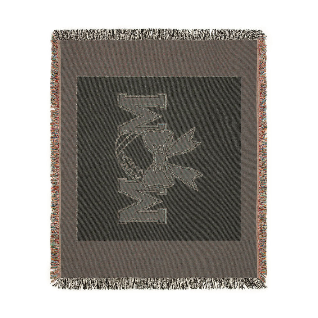 Mom Baseball Woven Blanket – Cozy Team Mom Throw with Bow
