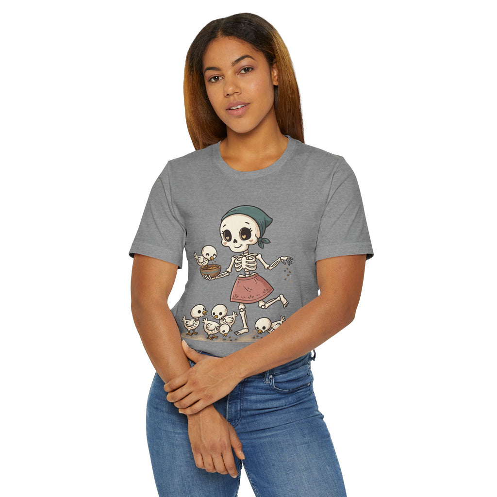 Skeleton Mom & Chicks T-Shirt — Cute Spooky Chick Feeder Tee