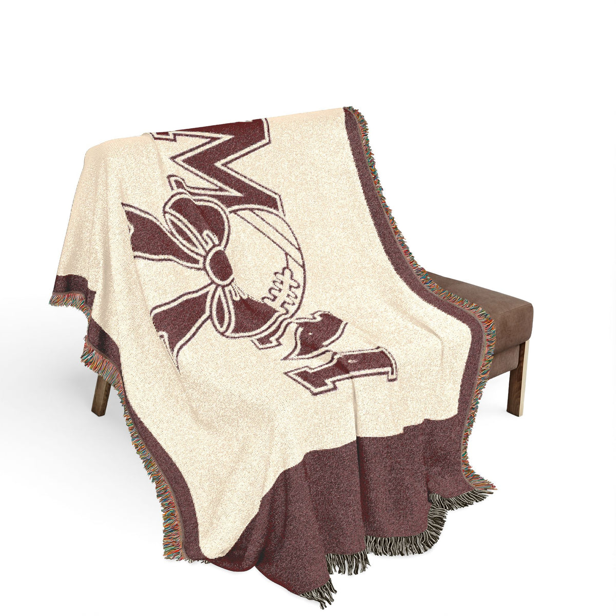 Mom Baseball Woven Blanket – Cozy Team Mom Throw with Bow