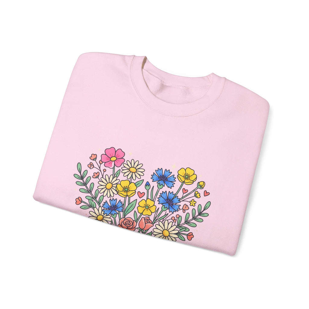 Soft Girl Era Floral Sweatshirt — Embroidered Wildflower Crewneck