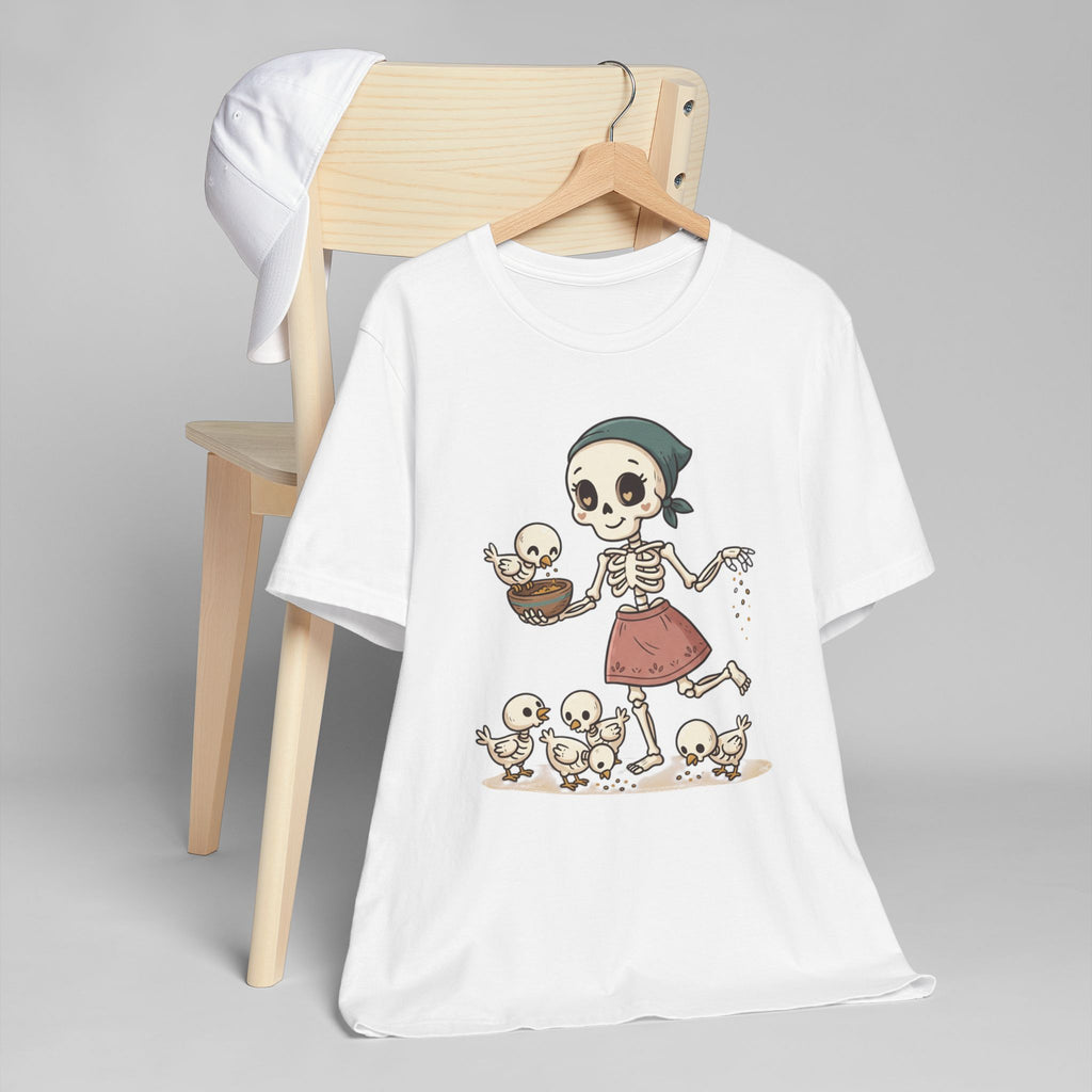 Skeleton Mom & Chicks T-Shirt — Cute Spooky Chick Feeder Tee