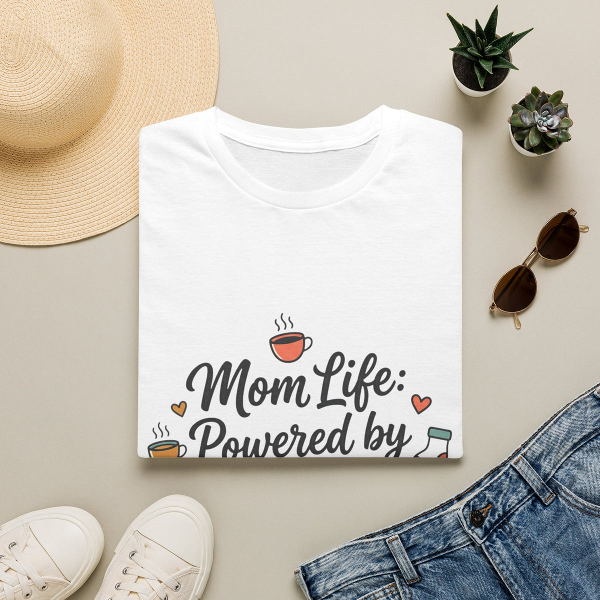 Mom Life T-Shirt — "Mom Life: Powered by Love & Coffee" Graphic Tee