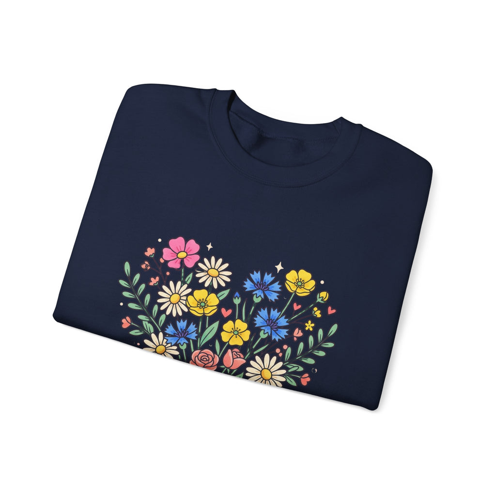 Soft Girl Era Floral Sweatshirt — Embroidered Wildflower Crewneck