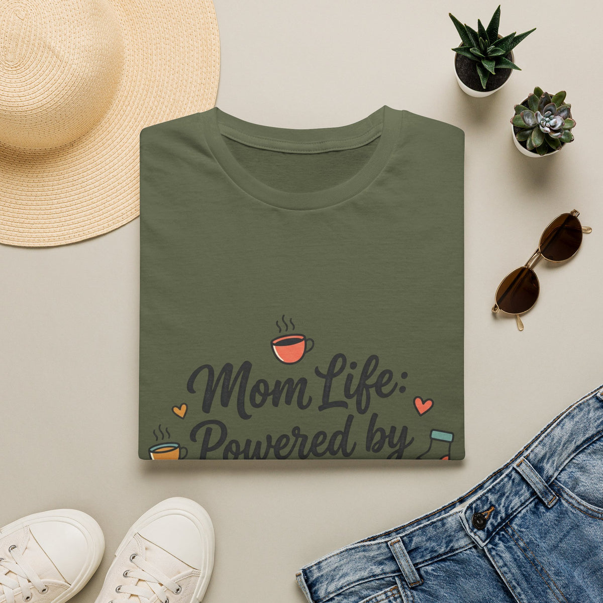 Mom Life T-Shirt — "Mom Life: Powered by Love & Coffee" Graphic Tee