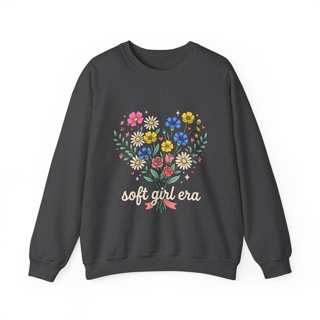 Soft Girl Era Floral Sweatshirt — Embroidered Wildflower Crewneck