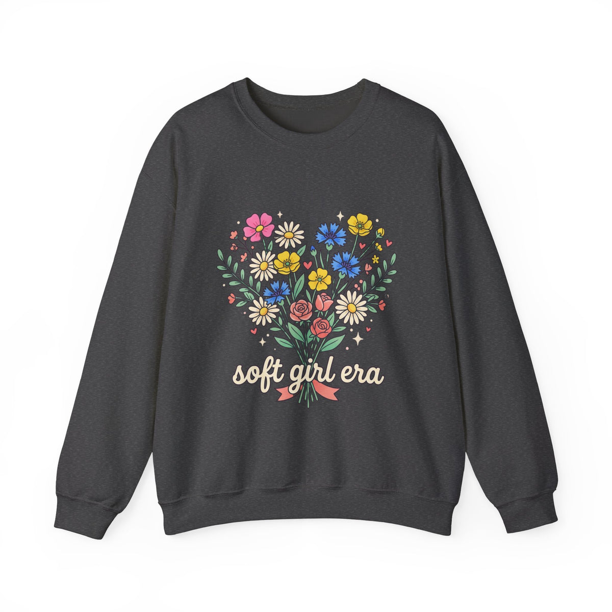Soft Girl Era Floral Sweatshirt — Embroidered Wildflower Crewneck