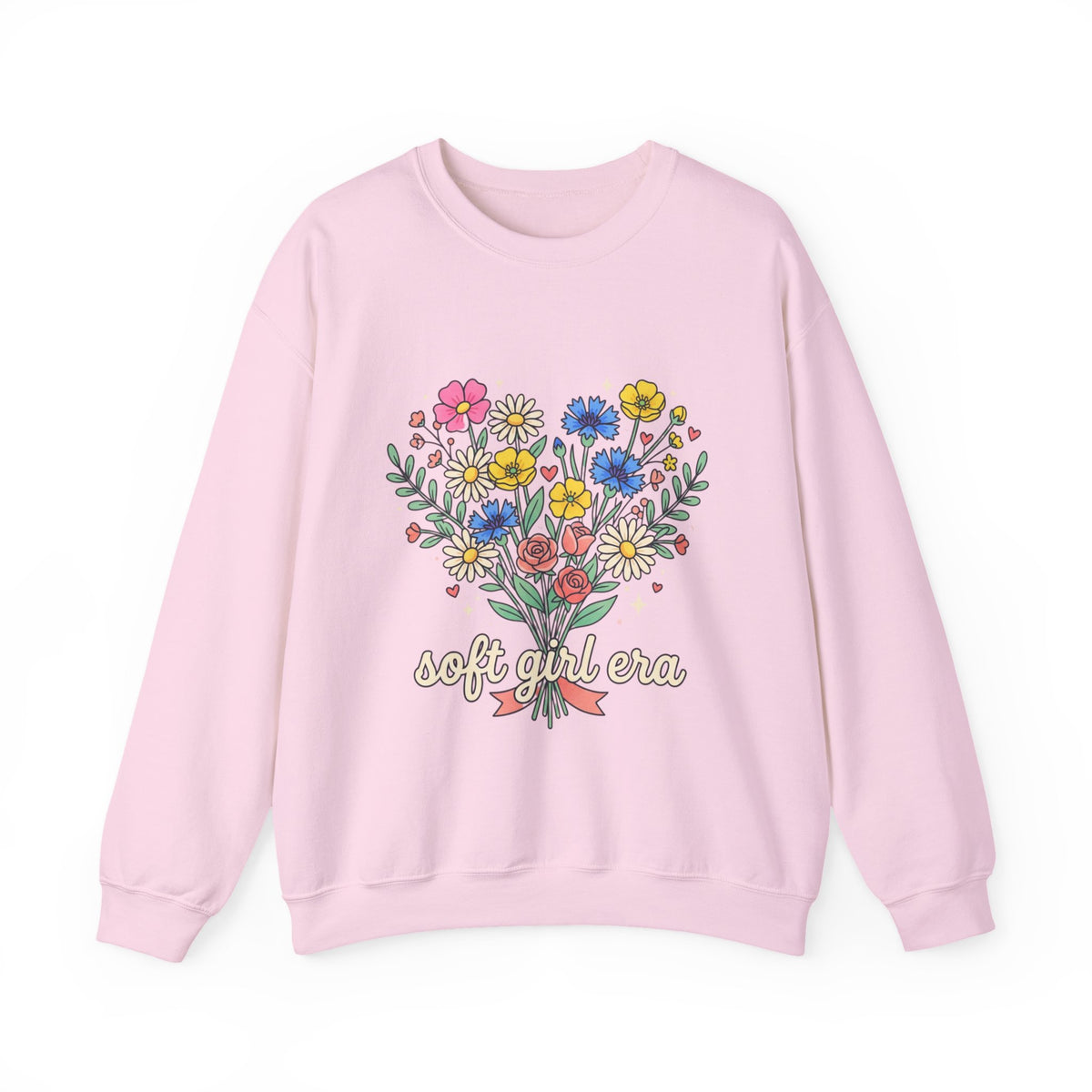 Soft Girl Era Floral Sweatshirt — Embroidered Wildflower Crewneck