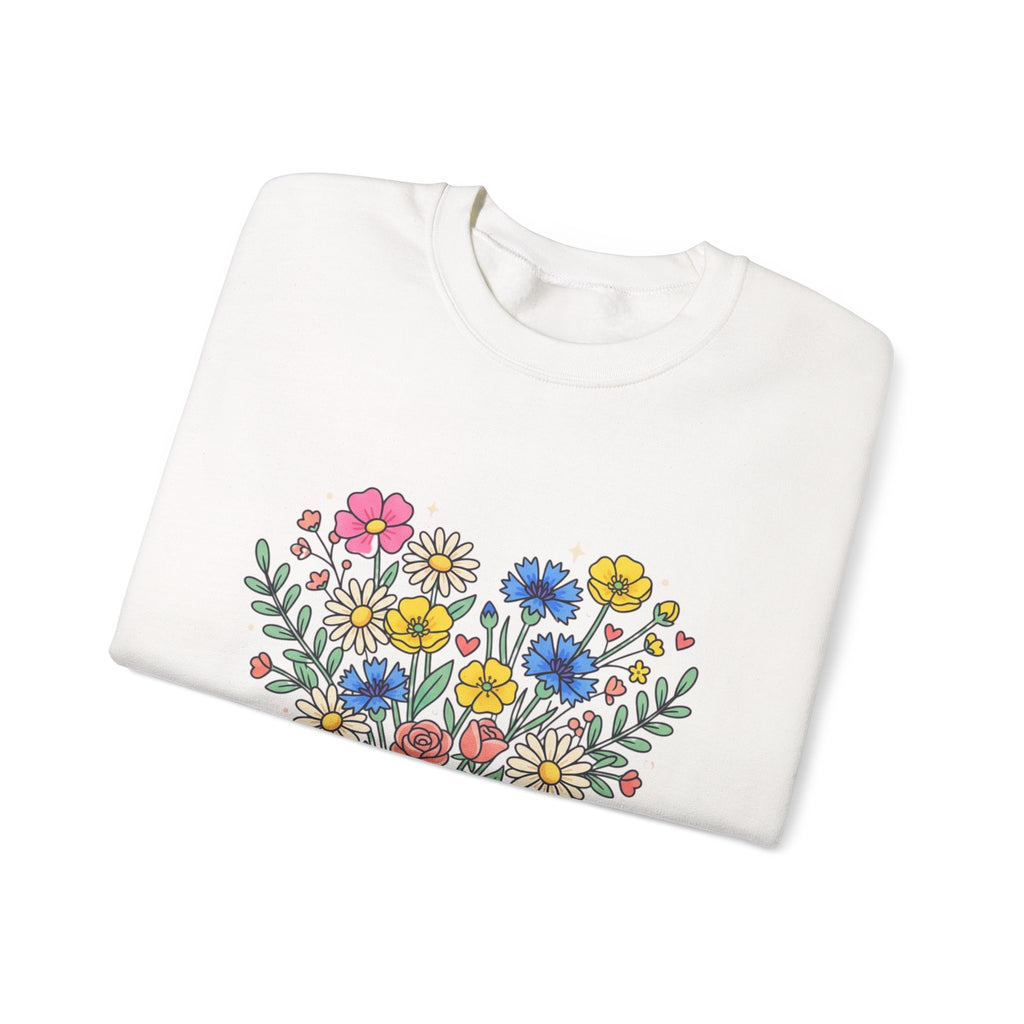 Soft Girl Era Floral Sweatshirt — Embroidered Wildflower Crewneck