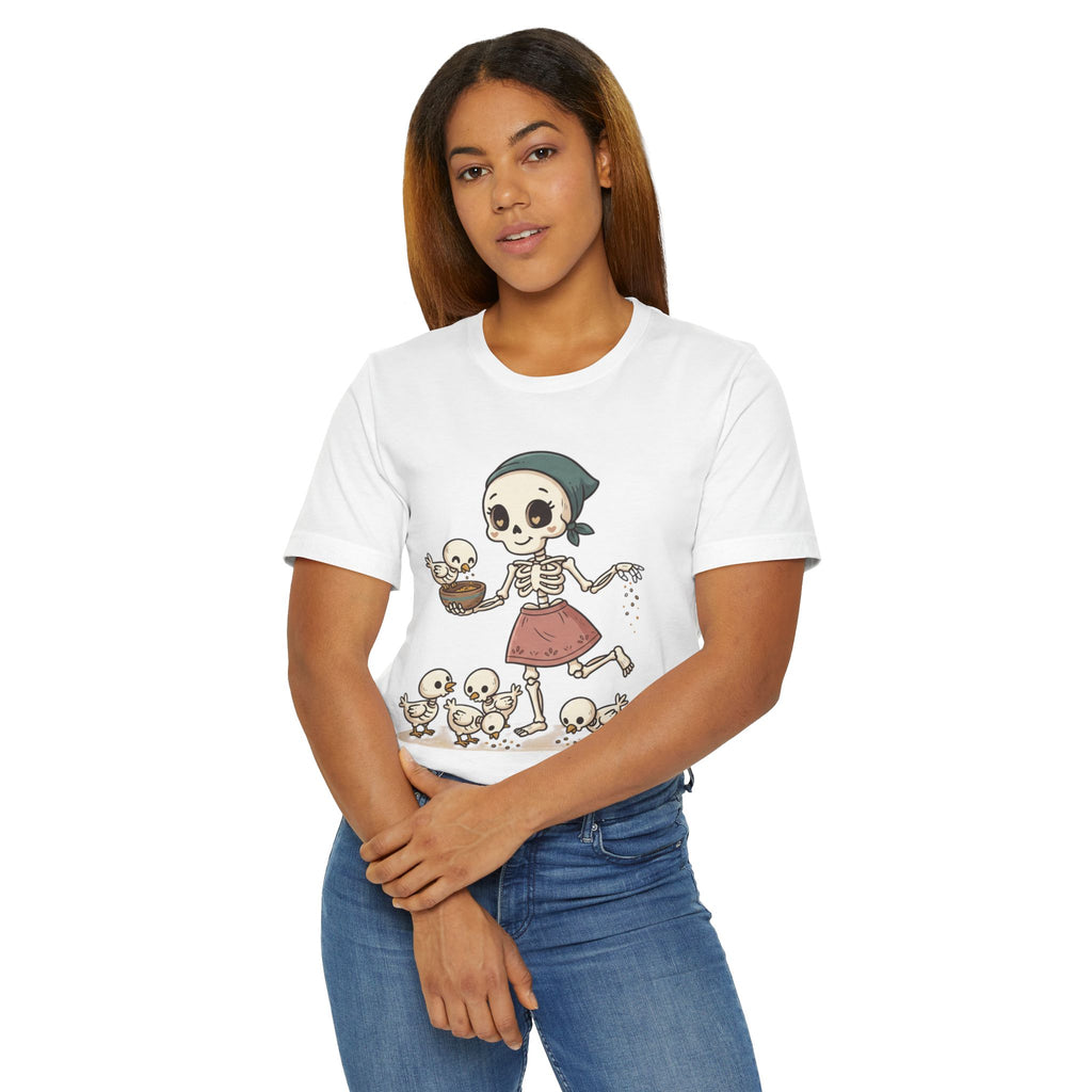 Skeleton Mom & Chicks T-Shirt — Cute Spooky Chick Feeder Tee