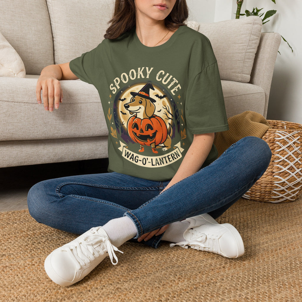 Spooky Cute Halloween T‑Shirt — 'Spooky Cute' Dog with Jack‑o'‑Lantern