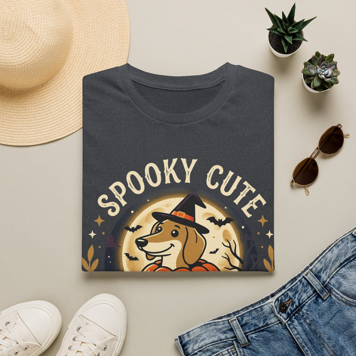Spooky Cute Halloween T‑Shirt — 'Spooky Cute' Dog with Jack‑o'‑Lantern