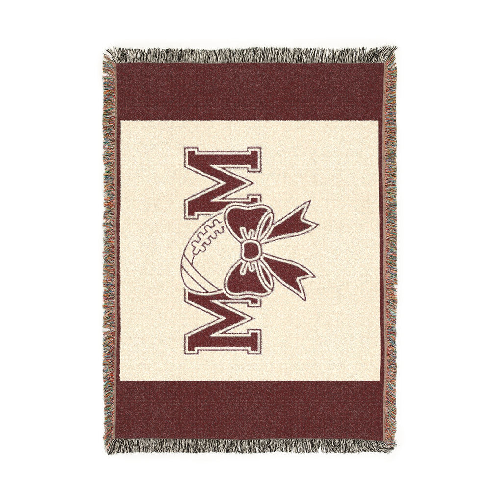 Mom Baseball Woven Blanket – Cozy Team Mom Throw with Bow