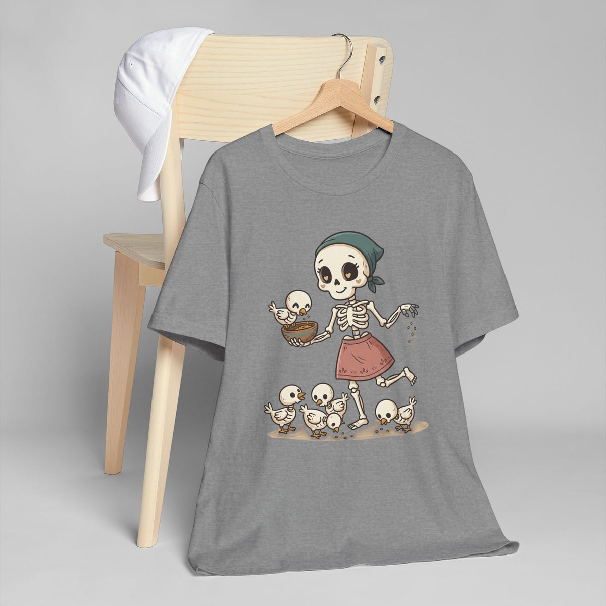 Skeleton Mom & Chicks T-Shirt — Cute Spooky Chick Feeder Tee