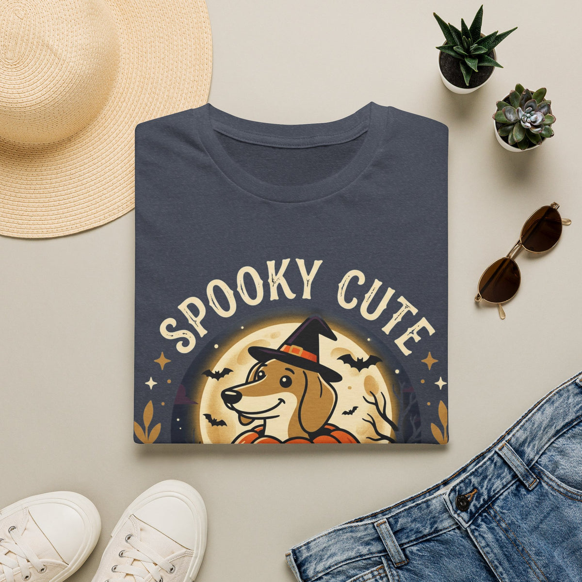 Spooky Cute Halloween T‑Shirt — 'Spooky Cute' Dog with Jack‑o'‑Lantern