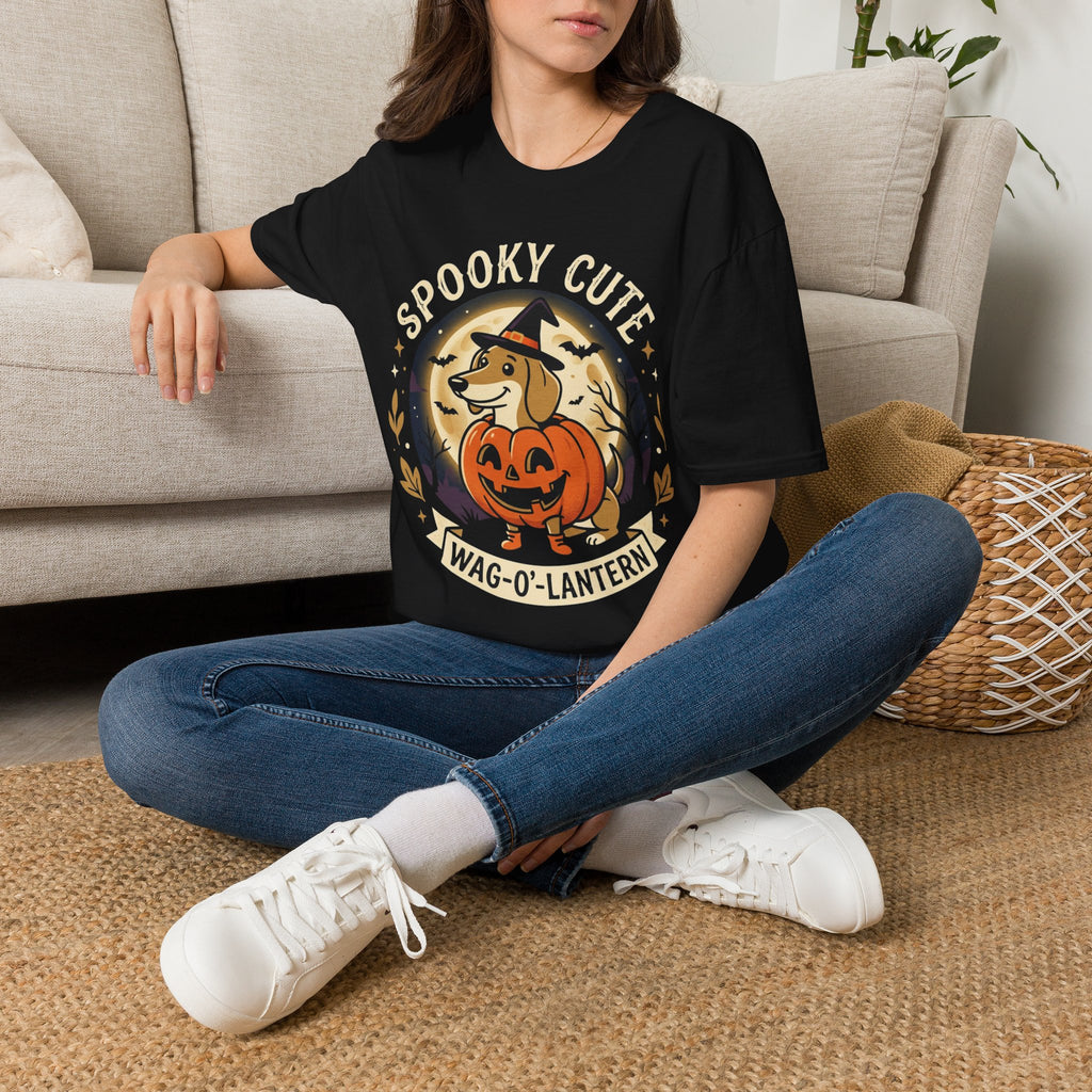 Spooky Cute Halloween T‑Shirt — 'Spooky Cute' Dog with Jack‑o'‑Lantern
