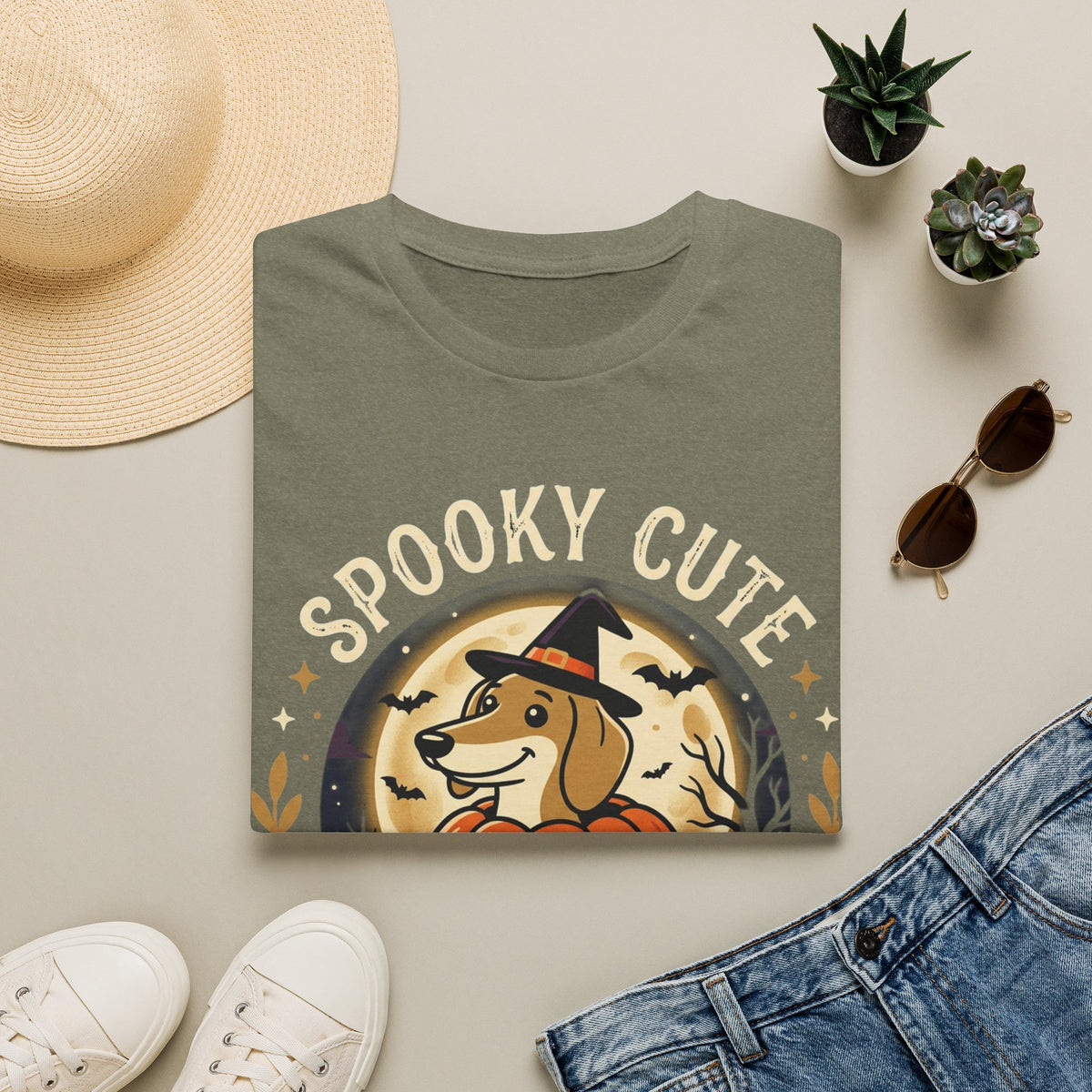 Spooky Cute Halloween T‑Shirt — 'Spooky Cute' Dog with Jack‑o'‑Lantern