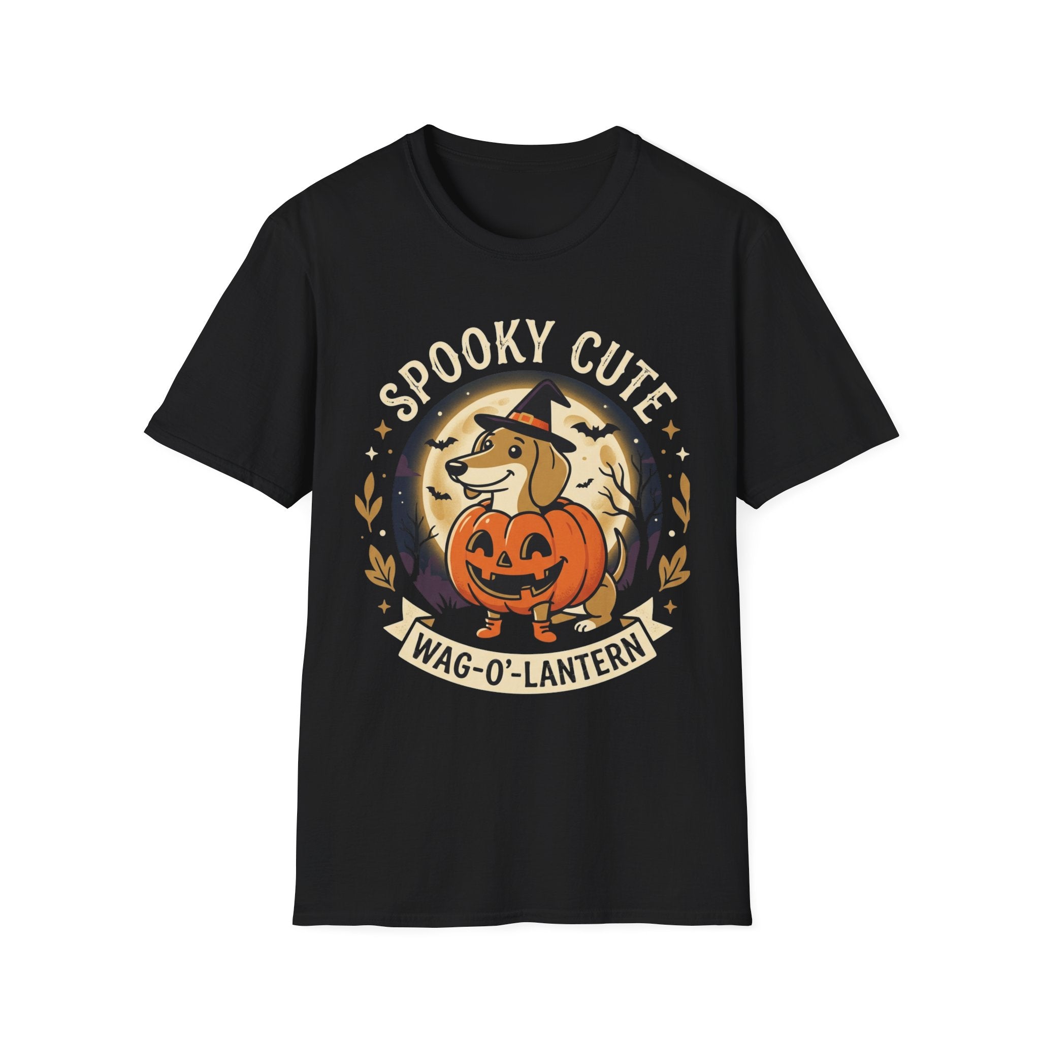 Spooky Cute Halloween T‑Shirt — 'Spooky Cute' Dog with Jack‑o'‑Lantern