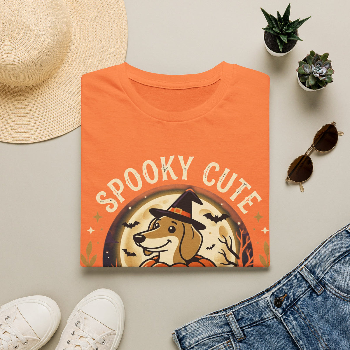 Spooky Cute Halloween T‑Shirt — 'Spooky Cute' Dog with Jack‑o'‑Lantern