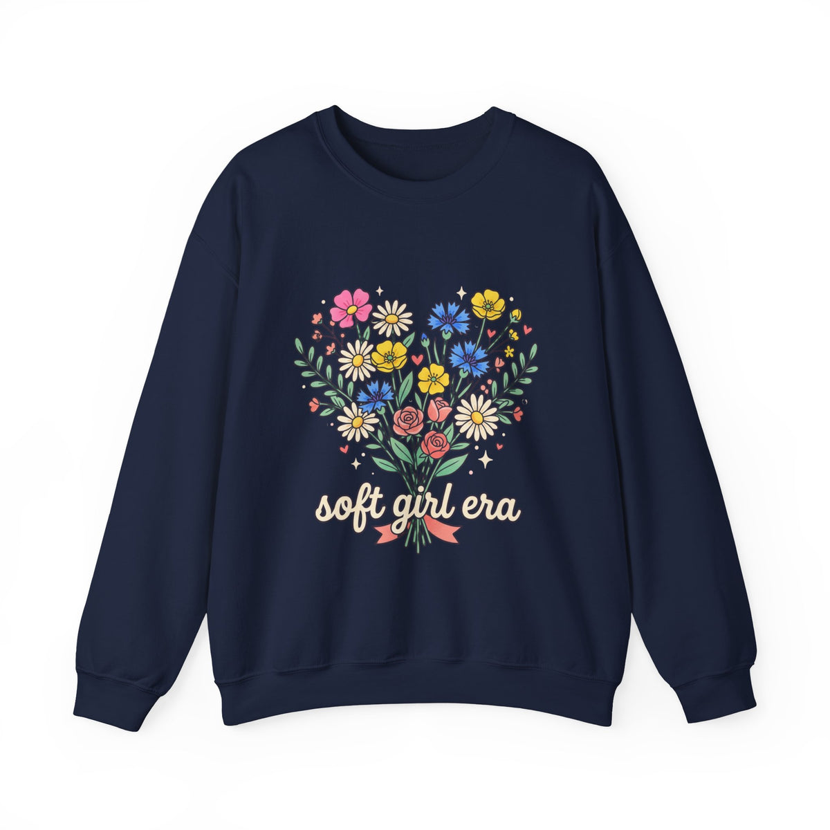 Soft Girl Era Floral Sweatshirt — Embroidered Wildflower Crewneck
