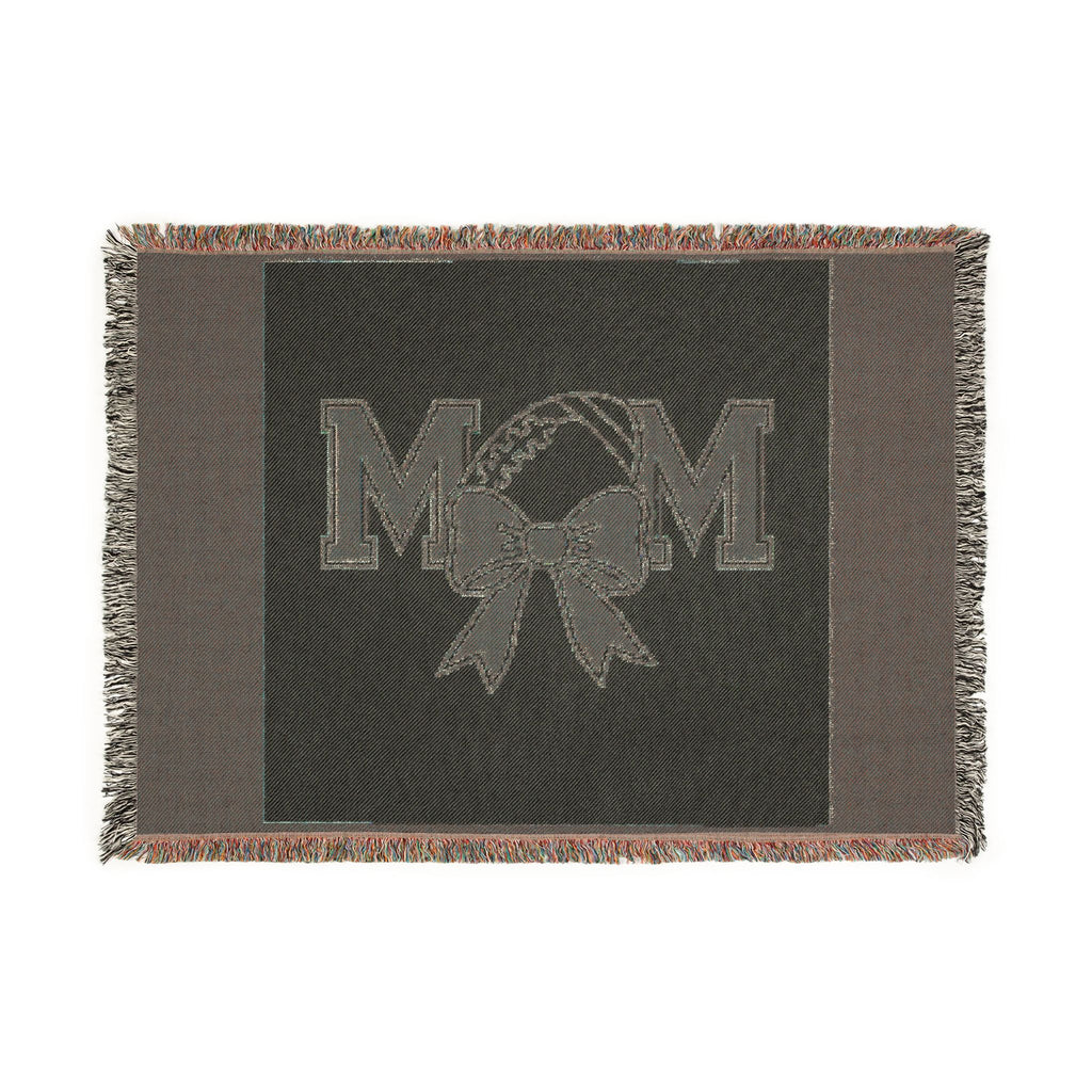 Mom Baseball Woven Blanket – Cozy Team Mom Throw with Bow