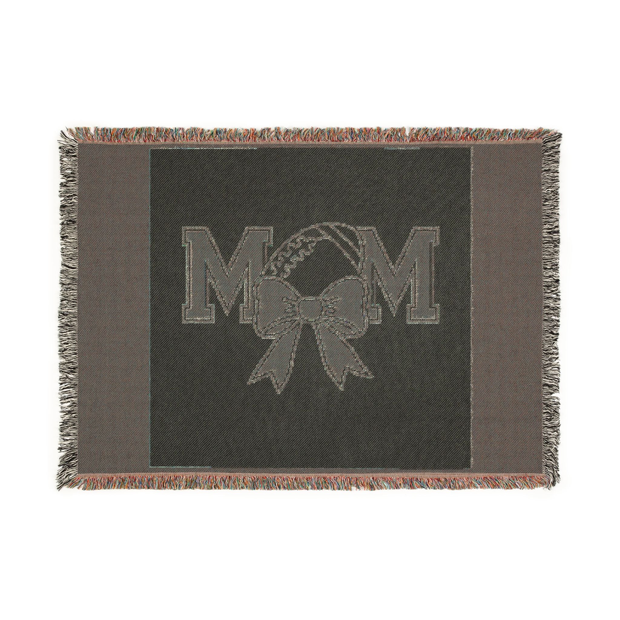 Mom Baseball Woven Blanket – Cozy Team Mom Throw with Bow