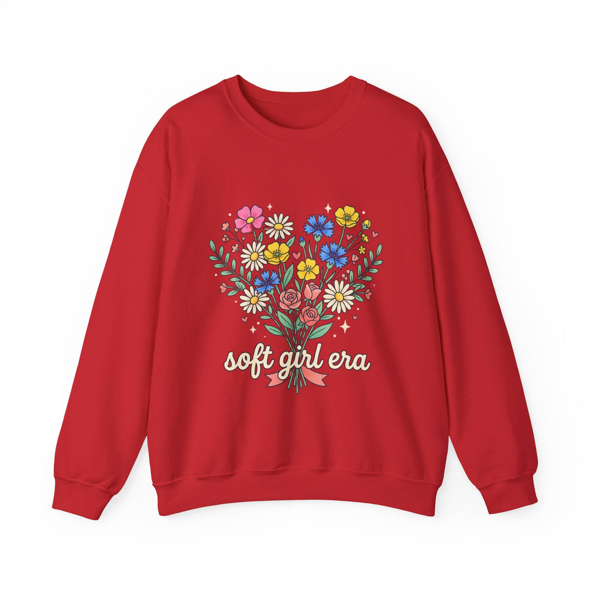 Soft Girl Era Floral Sweatshirt — Embroidered Wildflower Crewneck