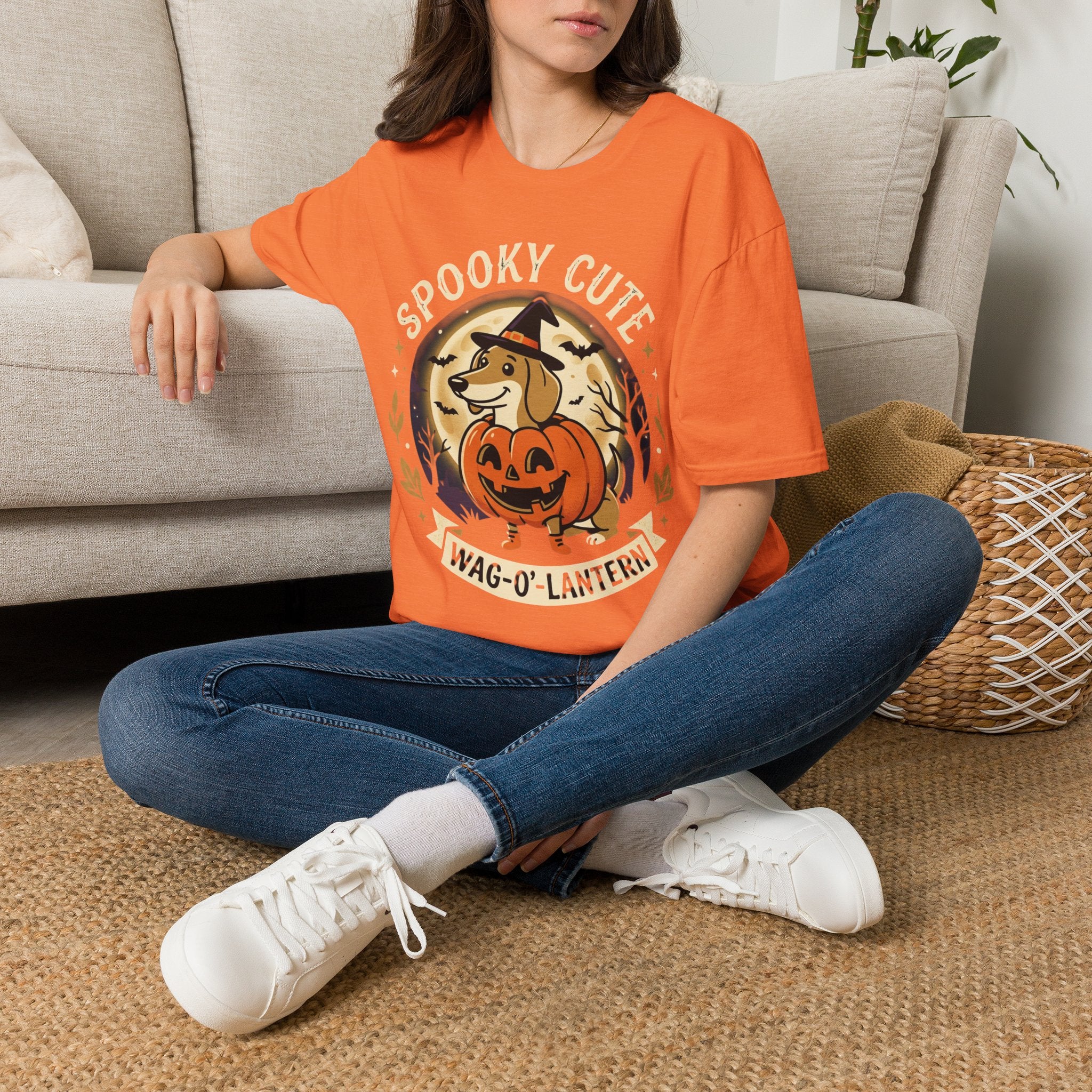 Spooky Cute Halloween T‑Shirt — 'Spooky Cute' Dog with Jack‑o'‑Lantern