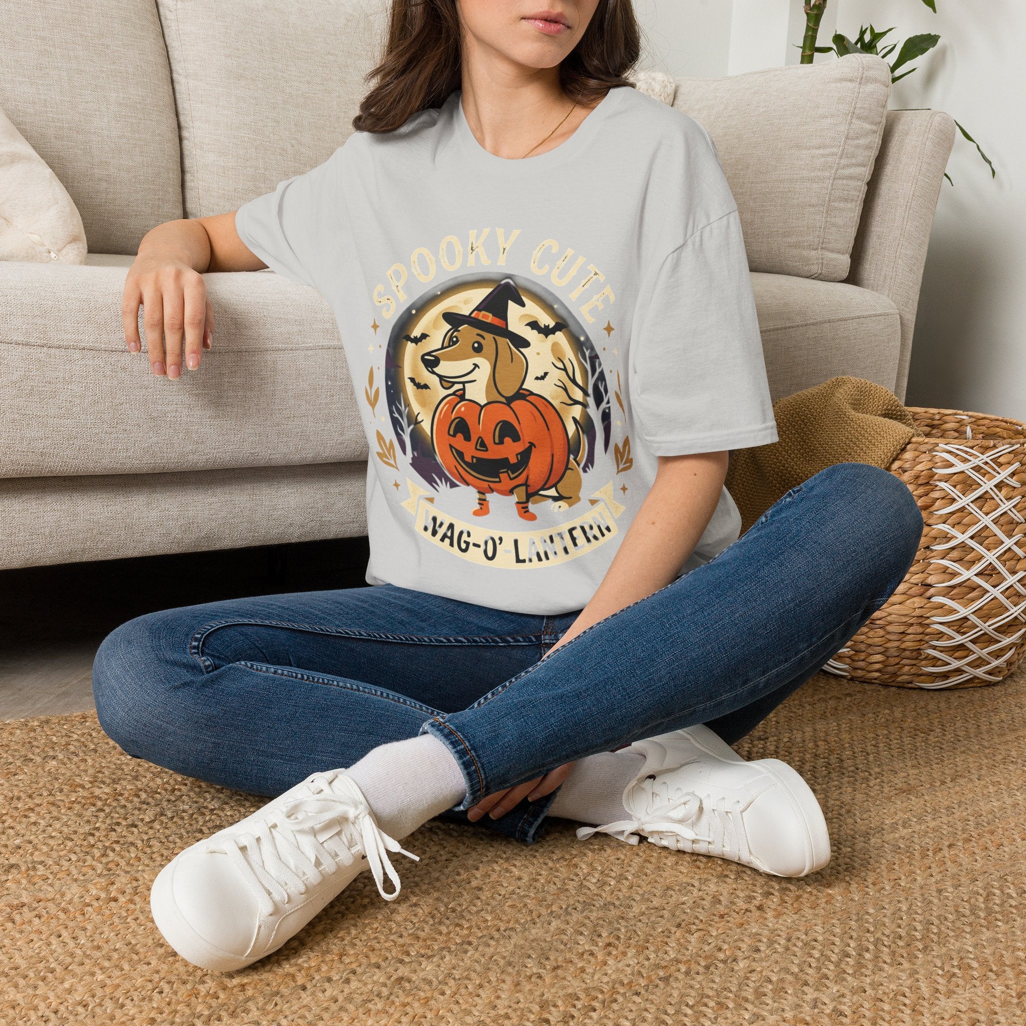 Spooky Cute Halloween T‑Shirt — 'Spooky Cute' Dog with Jack‑o'‑Lantern