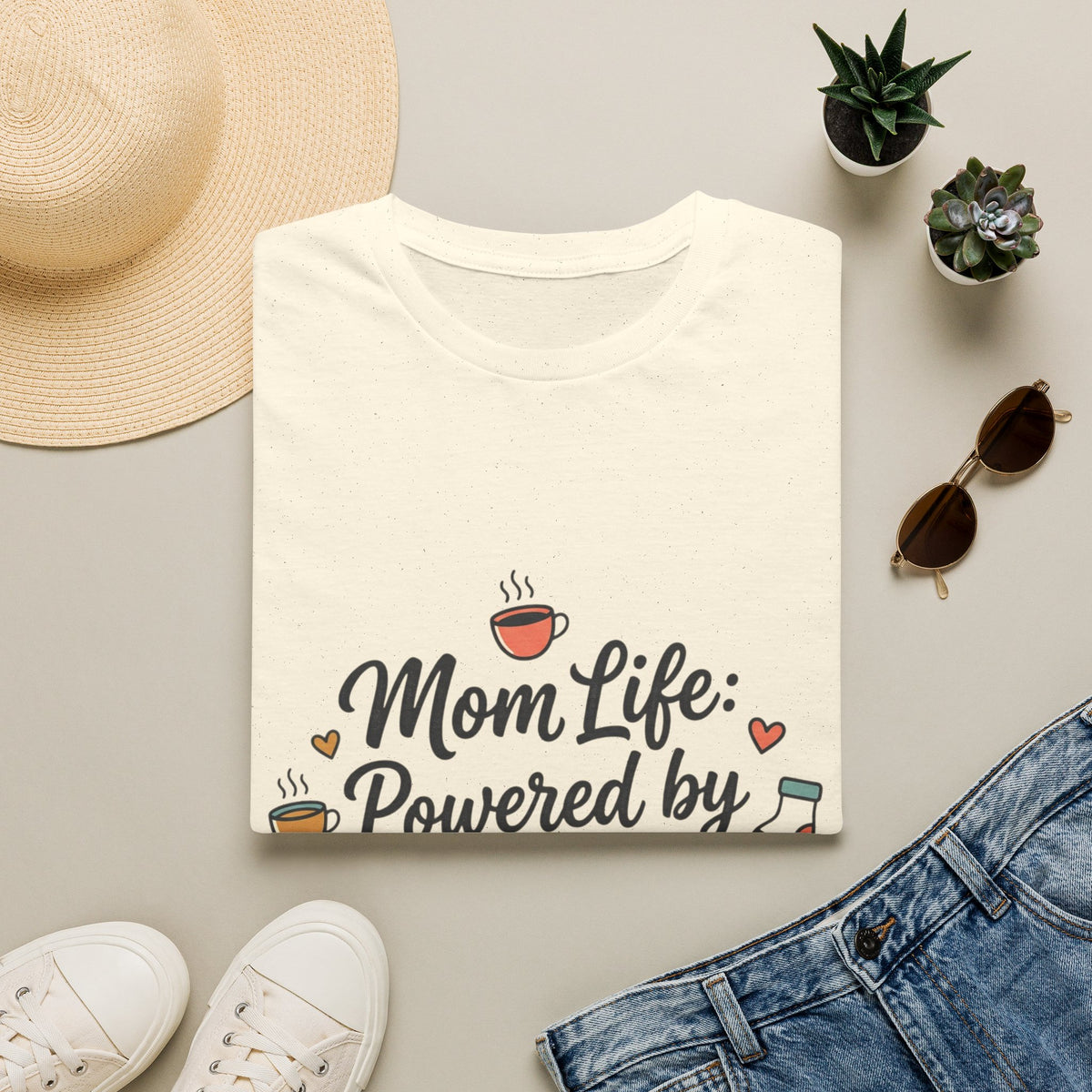Mom Life T-Shirt — "Mom Life: Powered by Love & Coffee" Graphic Tee