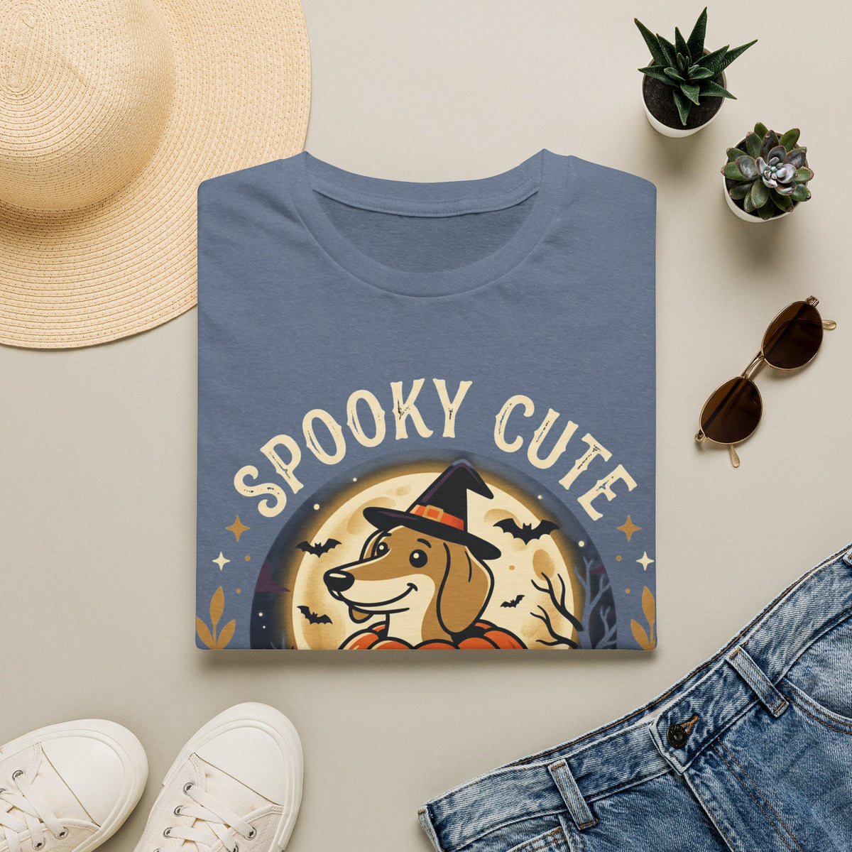 Spooky Cute Halloween T‑Shirt — 'Spooky Cute' Dog with Jack‑o'‑Lantern