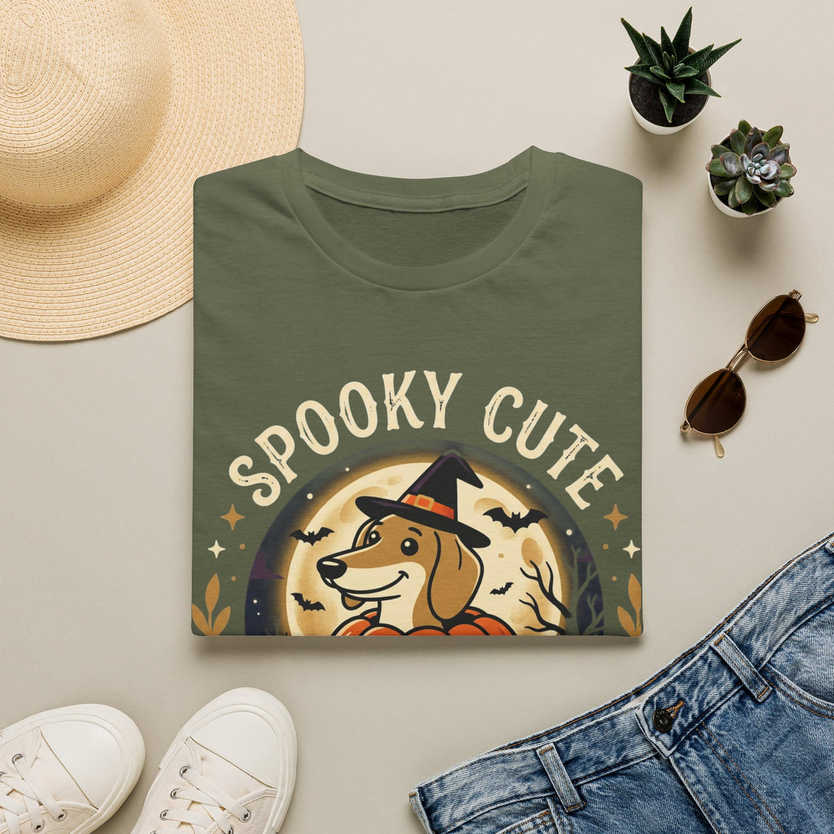 Spooky Cute Halloween T‑Shirt — 'Spooky Cute' Dog with Jack‑o'‑Lantern