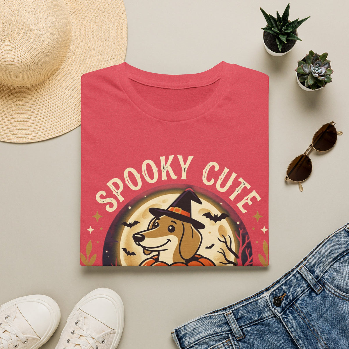 Spooky Cute Halloween T‑Shirt — 'Spooky Cute' Dog with Jack‑o'‑Lantern
