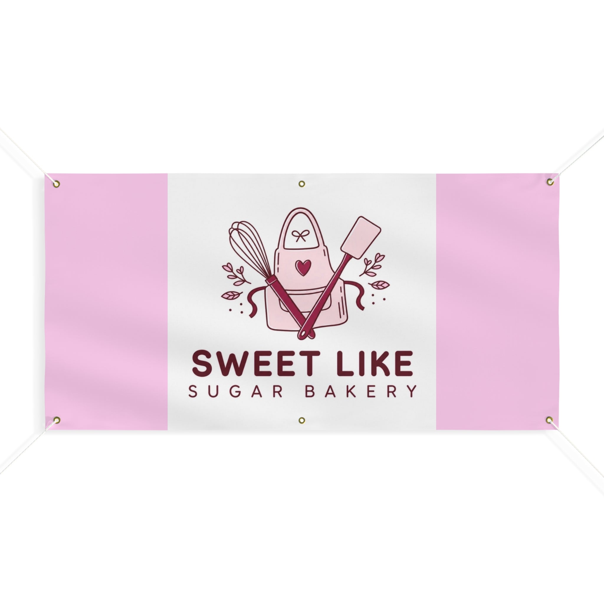 Bakery Banner - 'Sweet Like Sugar Bakery' Pink Logo Outdoor/Indoor Sign