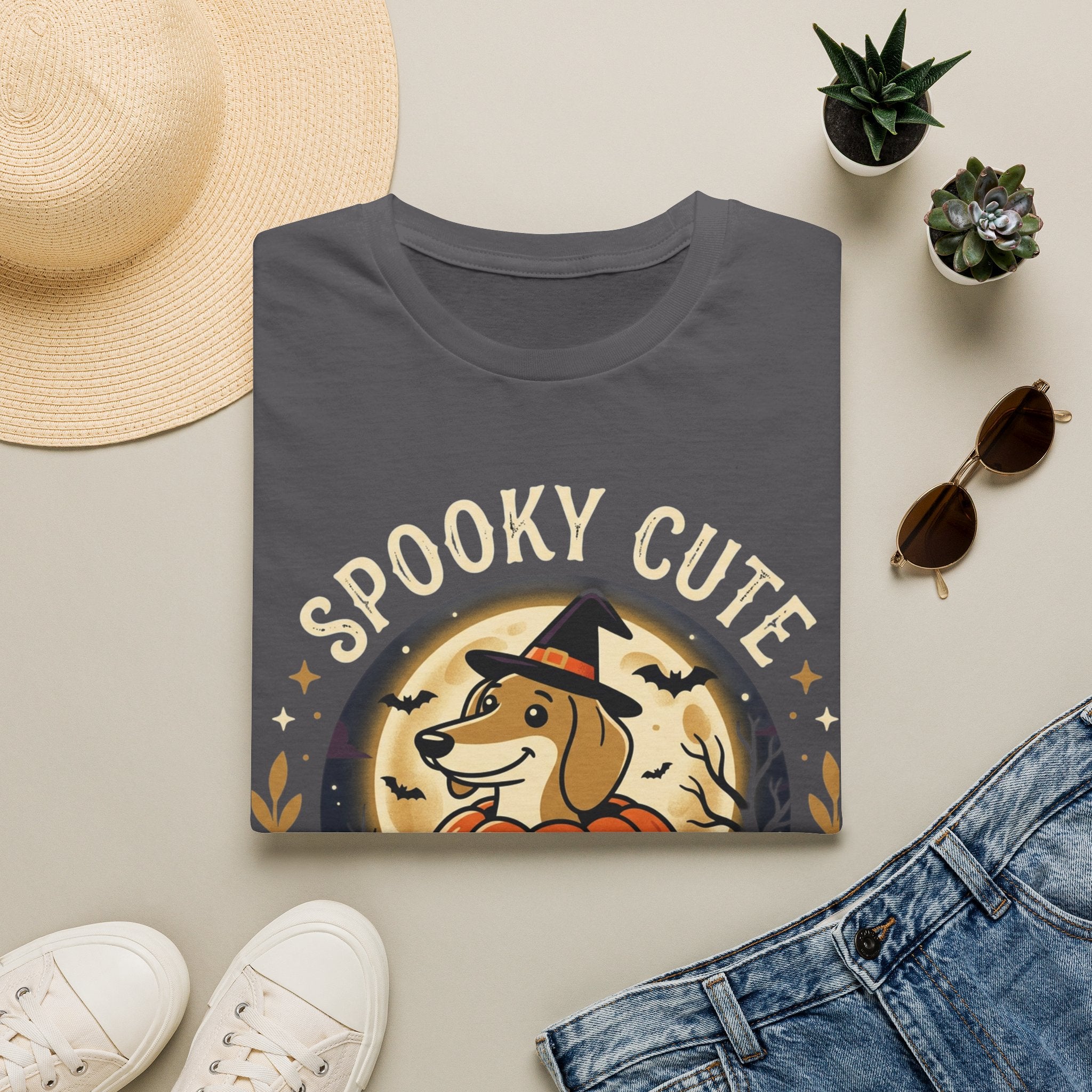 Spooky Cute Halloween T‑Shirt — 'Spooky Cute' Dog with Jack‑o'‑Lantern