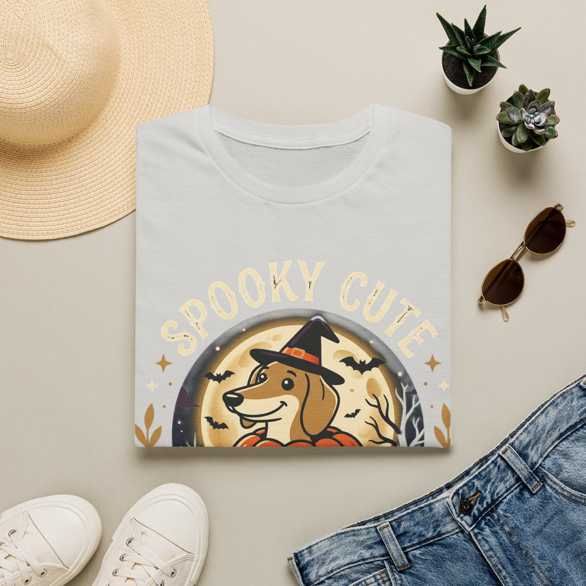 Spooky Cute Halloween T‑Shirt — 'Spooky Cute' Dog with Jack‑o'‑Lantern