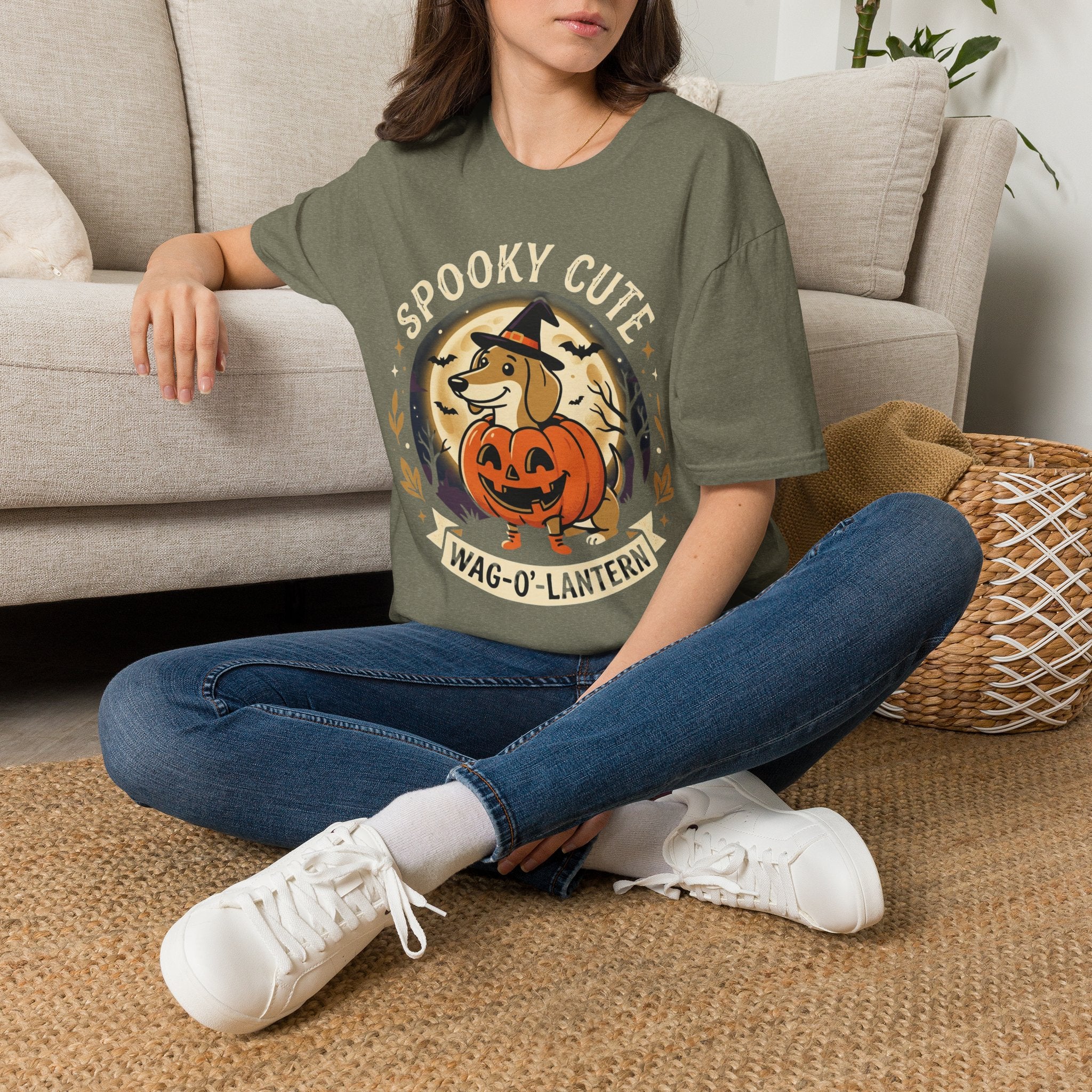 Spooky Cute Halloween T‑Shirt — 'Spooky Cute' Dog with Jack‑o'‑Lantern