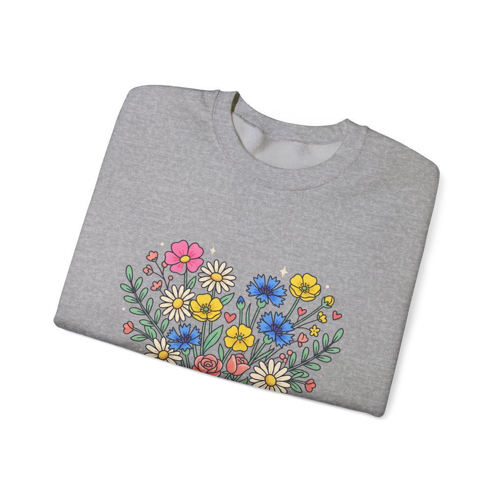 Soft Girl Era Floral Sweatshirt — Embroidered Wildflower Crewneck