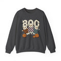 Halloween Ghosts Sweatshirt — Cute 'Boo' Trio with Pumpkins (Spooky Fall Crewneck)