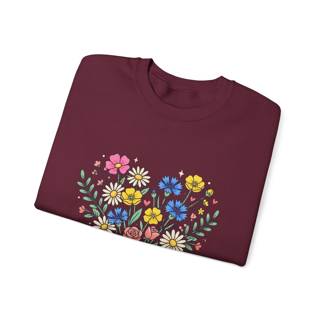 Soft Girl Era Floral Sweatshirt — Embroidered Wildflower Crewneck