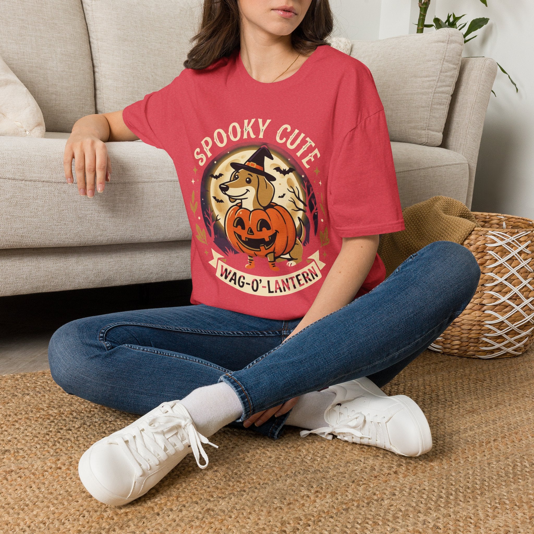 Spooky Cute Halloween T‑Shirt — 'Spooky Cute' Dog with Jack‑o'‑Lantern