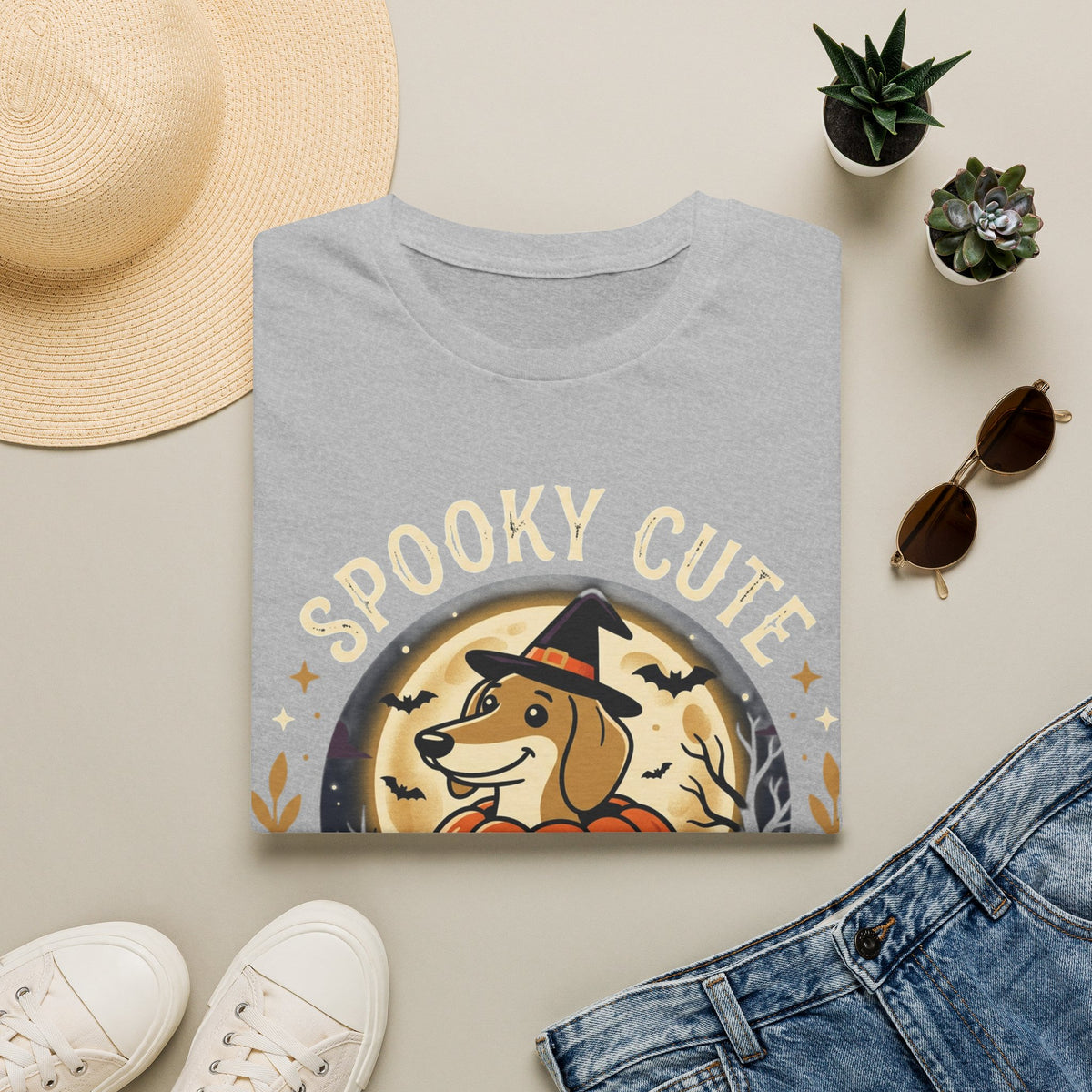 Spooky Cute Halloween T‑Shirt — 'Spooky Cute' Dog with Jack‑o'‑Lantern