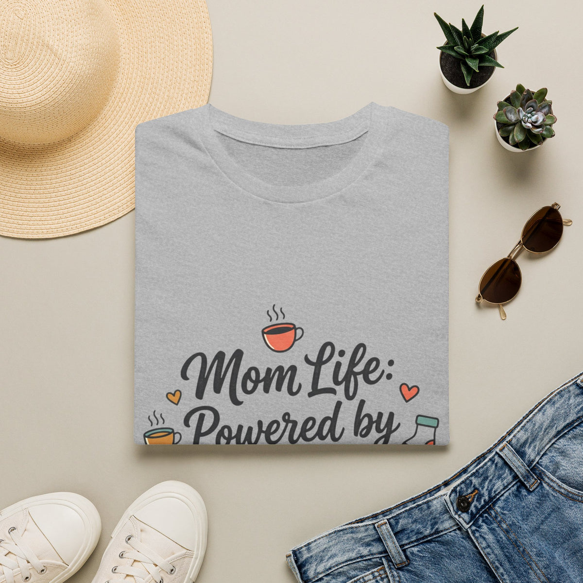 Mom Life T-Shirt — "Mom Life: Powered by Love & Coffee" Graphic Tee