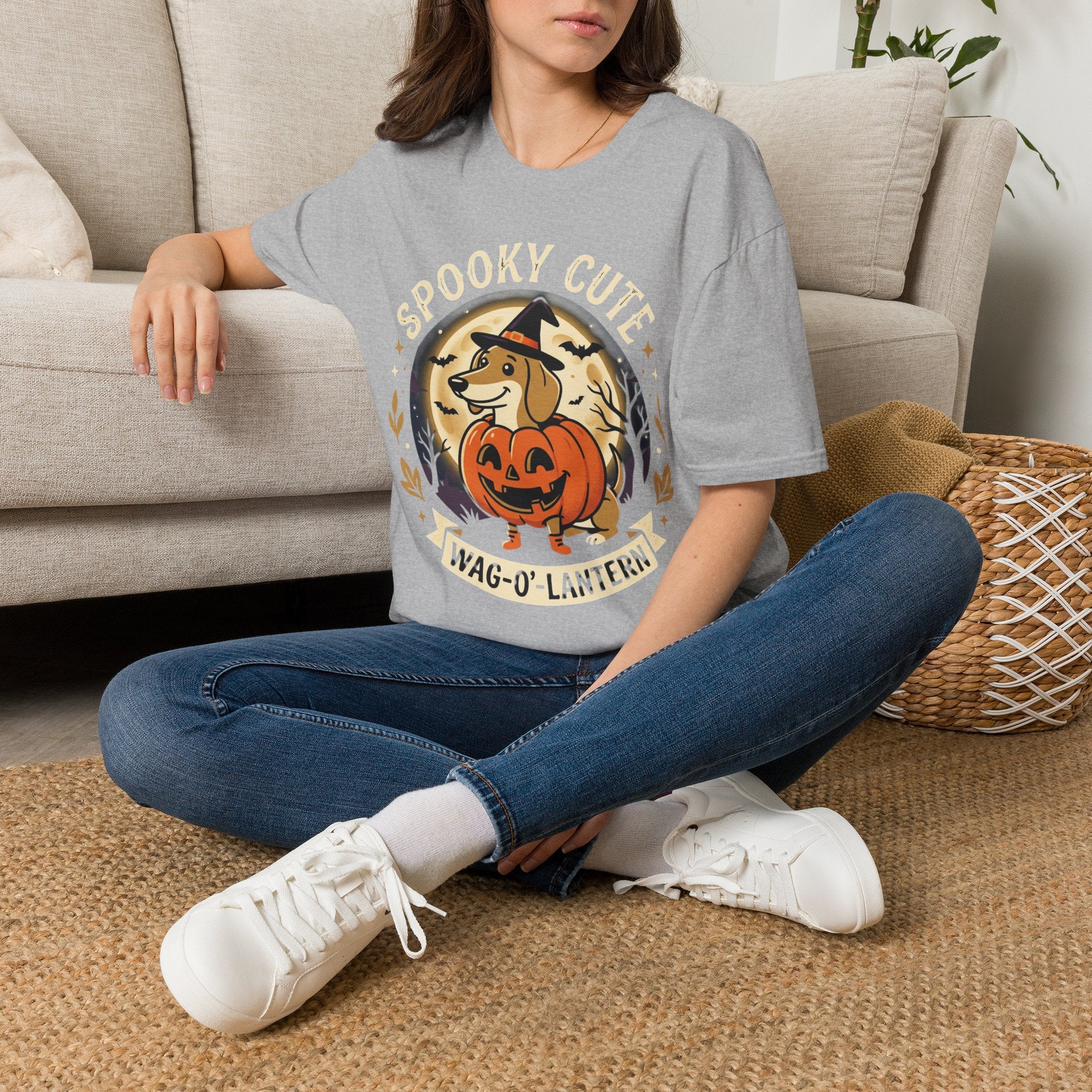 Spooky Cute Halloween T‑Shirt — 'Spooky Cute' Dog with Jack‑o'‑Lantern