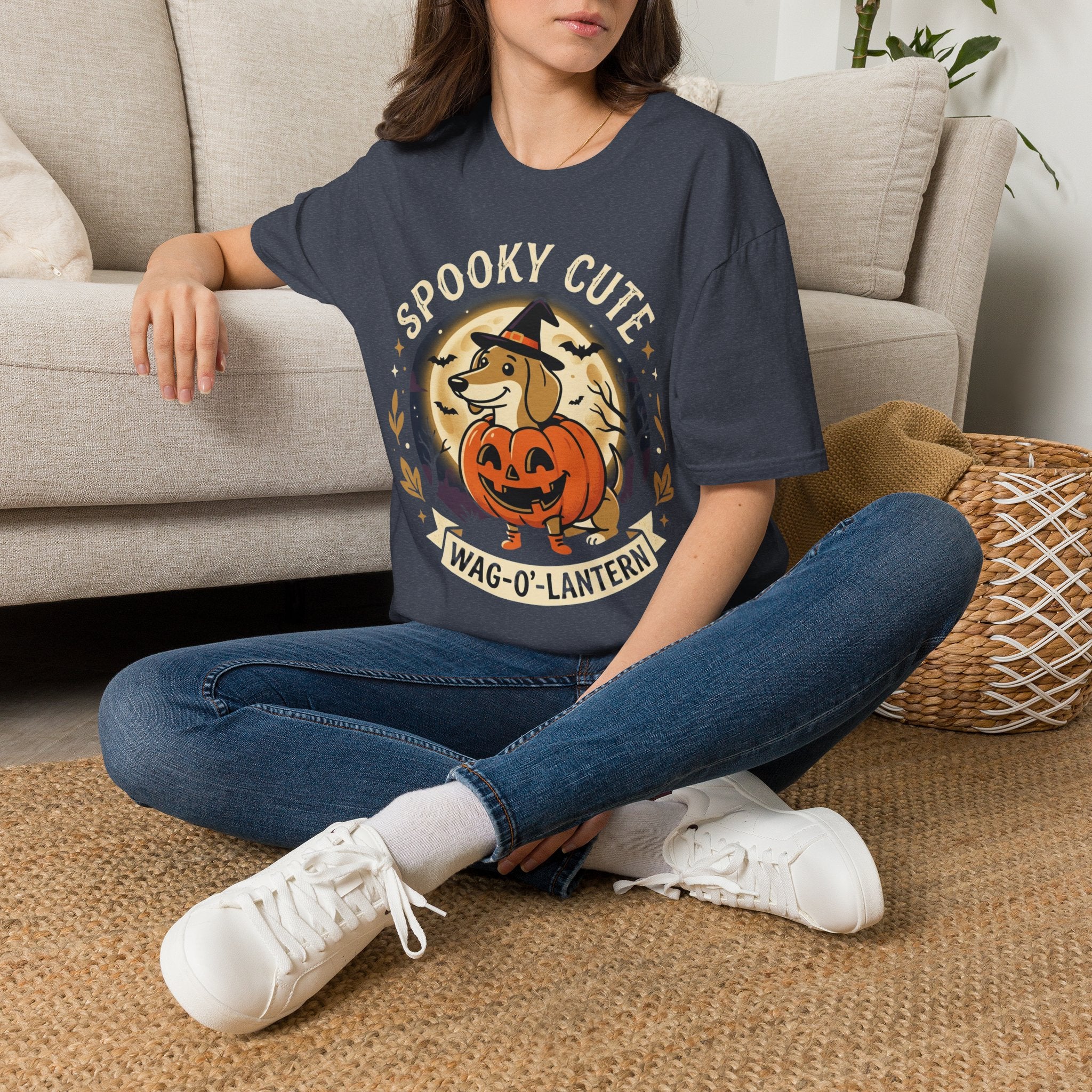 Spooky Cute Halloween T‑Shirt — 'Spooky Cute' Dog with Jack‑o'‑Lantern
